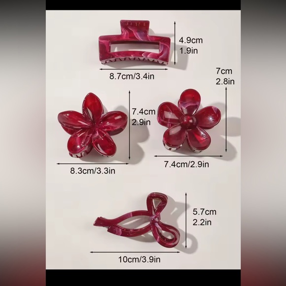 4pcs Hair Clip Set - Glossy Blue - Picture 2 of 2